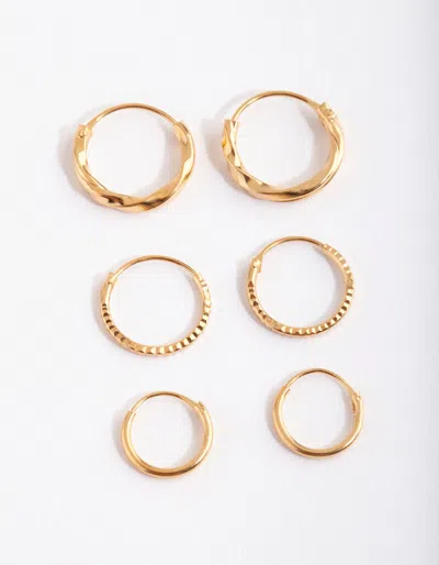 Lovisa - Gold Plated Sterling Silver Graduating Textured Hoop Pack