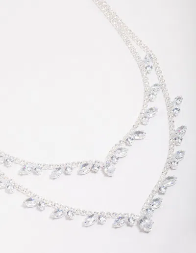 Lovisa - Silver Plated Cubic Zirconia Double Layer Pear Stone Necklace