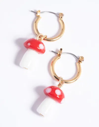 Lovisa 90s Red Mushroom Huggie Hoop Earrings In Multi