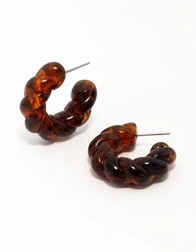 Lovisa Acrylic Rope Twist Hoop Earrings In Brown