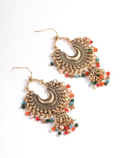 Lovisa Antique Gold Multi Bead Drop Jhumka Earrings