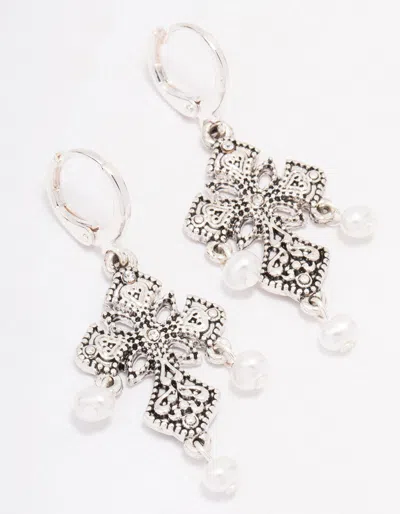 Lovisa Antique Silver Cross Droplet Drop Earrings