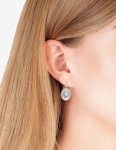 Lovisa Antique Silver Floral Disc Drop Earrings In Blue