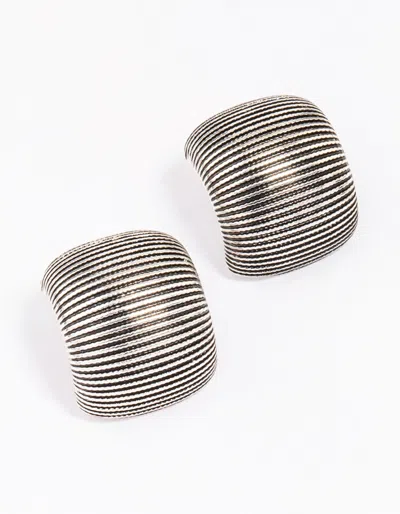 Lovisa Antique Silver Textured Chubby Hoop Earrings In Gold