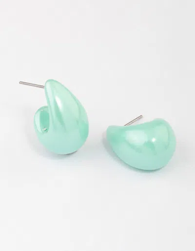 Lovisa Aqua Droplet Teardrop Huggie Earrings In Green