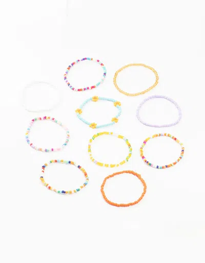 Lovisa Beaded Daisy Stretch Bracelets 10-pack In Multi