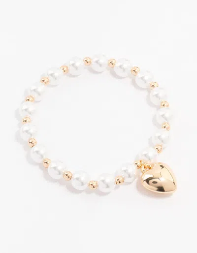 Lovisa Beaded Pearl Puff Heart Bracelet In White