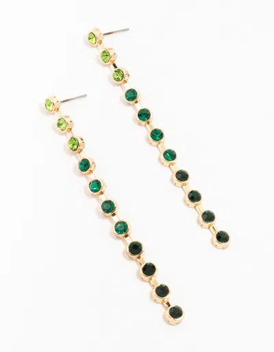 Lovisa Black & Gold Circular Diamante Cascade Drop Earrings In Green