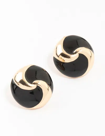 Lovisa Black & Gold Swirl Stud Earrings
