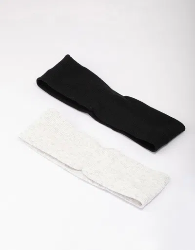 Lovisa Black & Grey Ribbed Fabric Headband Pack In Multi