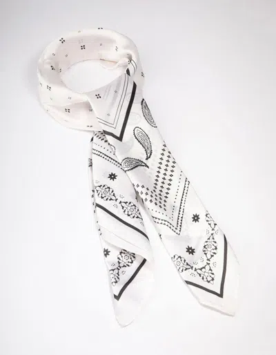 Lovisa Black & White Fabric Paisley Satin Scarf