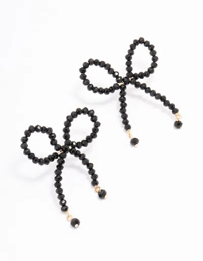 Lovisa Black Beaded Bow Drop Earrings