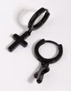 Lovisa Black Brass Cross Huggie Earring In Black