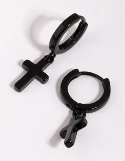 Lovisa Black Brass Cross Huggie Earring
