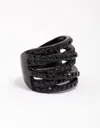 Lovisa Black Coated Layered Band Ring In Black