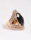 Lovisa Black Elegant Oval Statement Ring In Gold
