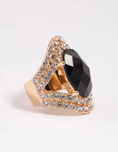 Lovisa Black Elegant Oval Statement Ring In Gold