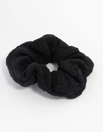 Lovisa Black Fabric Seersucker Scrunchie