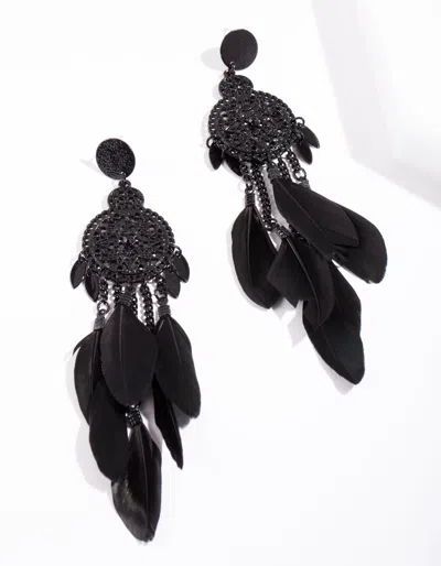 Lovisa Black Filigree Cascading Feather Earrings