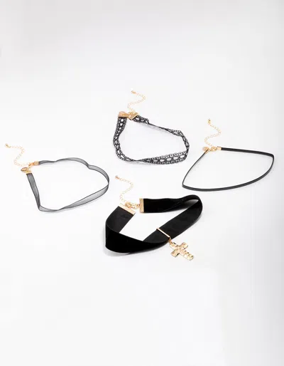 Lovisa Black Lace Cross Choker 4-pack