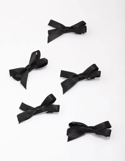Lovisa Black Mini Satin Hair Bow Clips 5-pack
