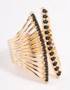 Lovisa Black Ribbed Cage Ring In Black
