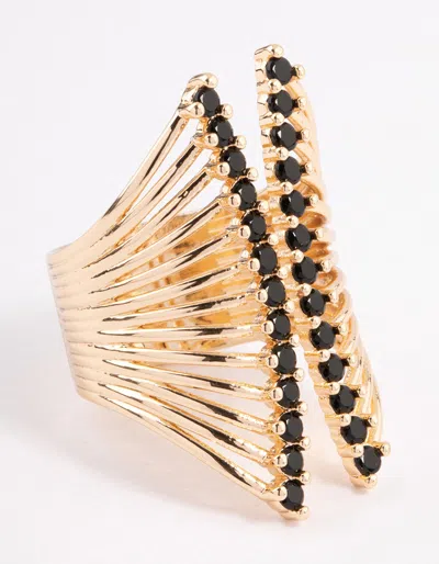 Lovisa Black Ribbed Cage Ring