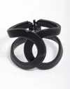 Lovisa Black Textured Ovalap Cuff Bangle In Black
