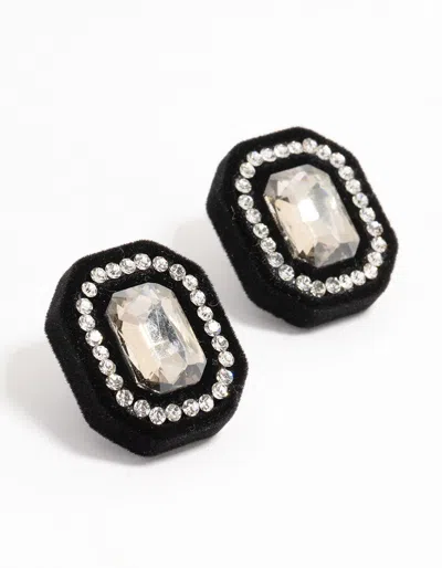 Lovisa Black Velvet Fabric Diamante Stud Earrings