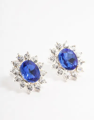 Lovisa Blue Bohemia Czech Crystal Flower Halo Stud Earrings