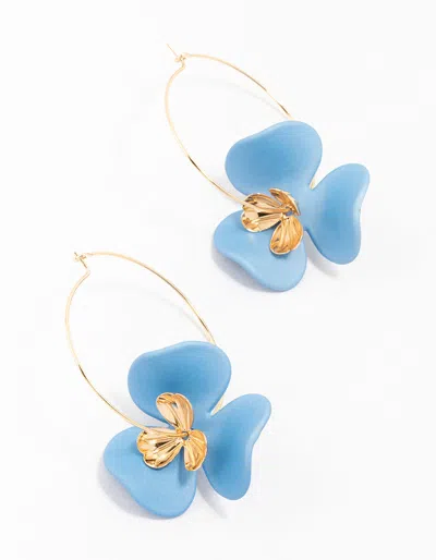 Lovisa Blue Flower Petal Gold Hoop Earring