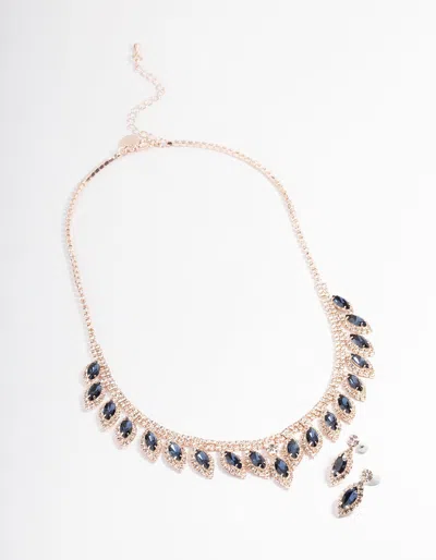 Lovisa Blue Marquise Droplet Earrings And Necklace Set In Multi