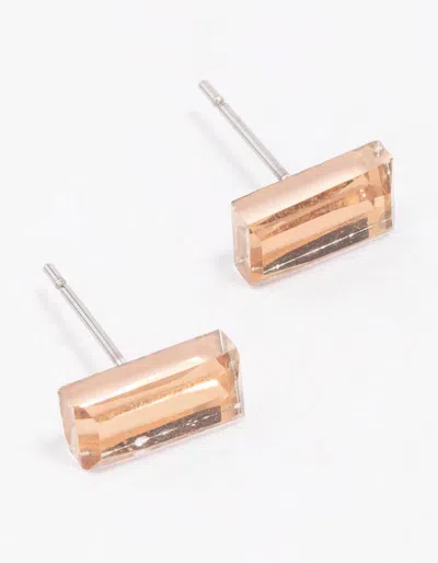 Lovisa Blush Baguette Stud Earrings In Brown