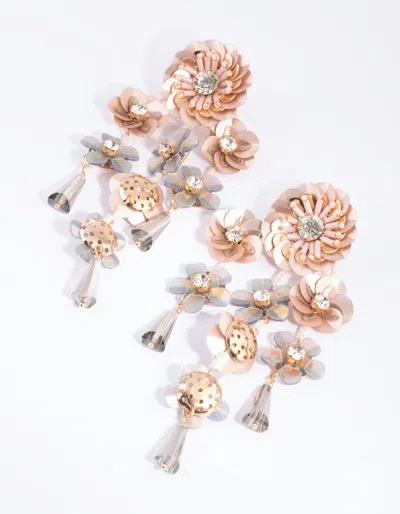 Lovisa Blush Flower Sequin Drop Earrings In Multi