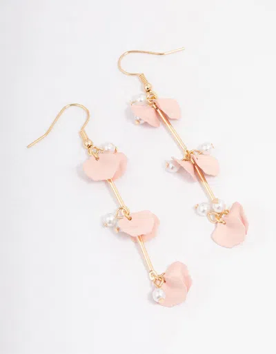 Lovisa Blush Pearl & Petal Bar Drop Earrings In Pink