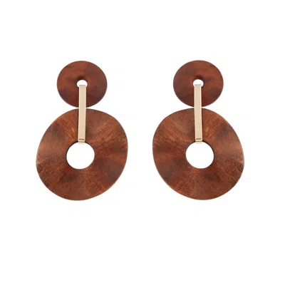 Lovisa Brown Wooden Wavy Disc Earrings In Multi