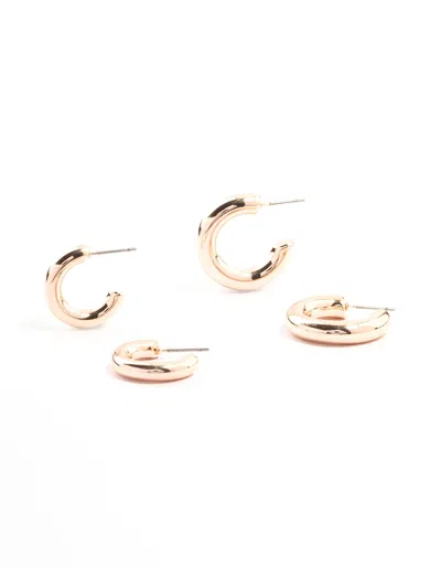 Lovisa Chubby Rose Gold Hoop Earrings 2-pack