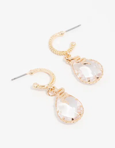 Lovisa Cluster Quartz Snake Facet Hoop Earrings In Transparent
