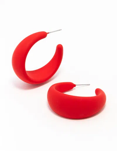 Lovisa Coated Chubby Teardrop Hoop Earrings In Red
