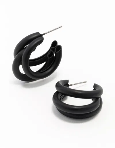 Lovisa Coated Triple Statement Hoop Earrings In Black