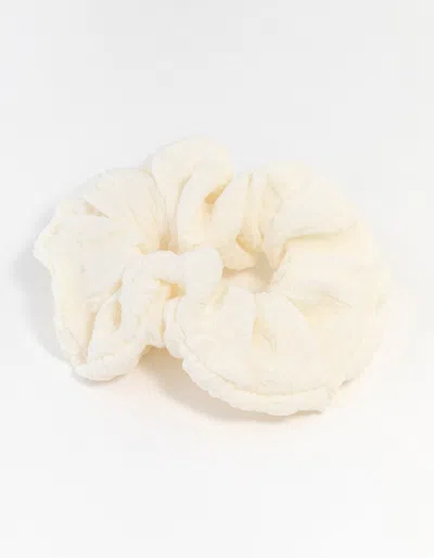 Lovisa Cream Fabric Seersucker Scrunchie In Transparent