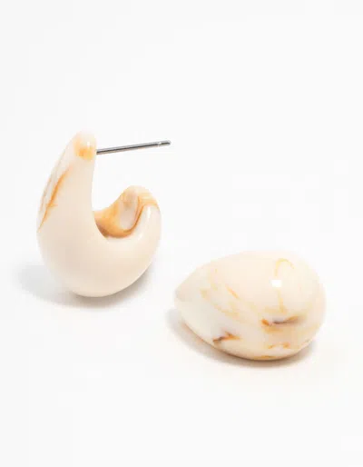 Lovisa Cream Marble Teardrop Earrings In Brown