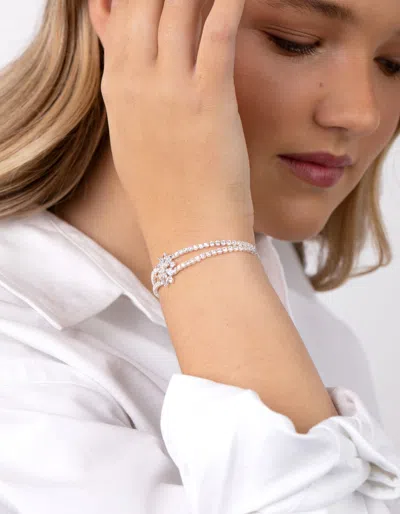 Lovisa Cubic Zirconia Cupchain Flower Toggle Bracelet In Multi