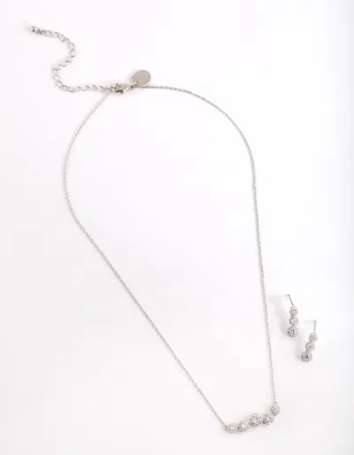 Lovisa Cubic Zirconia Flower Row Necklace Earrings Set In Multi