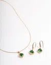 Lovisa Cubic Zirconia Gold Square Cushion Earrings & Necklace In Gold