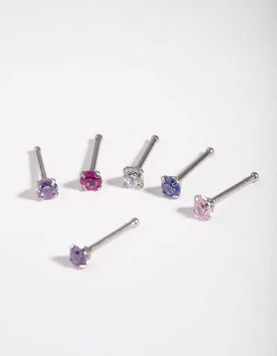 Lovisa Dainty Rhodium Diamante Nose Stud 6-pack