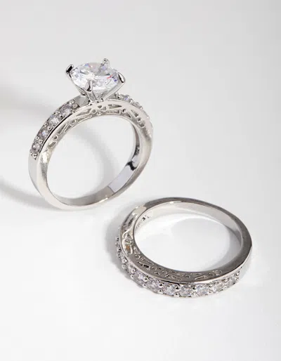Lovisa Diamond Simulant Engagement And Wedding 2-pack Rings In Multi