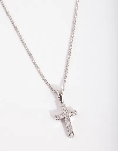 Lovisa Diamond Simulant Pave Cross Necklace In Multi