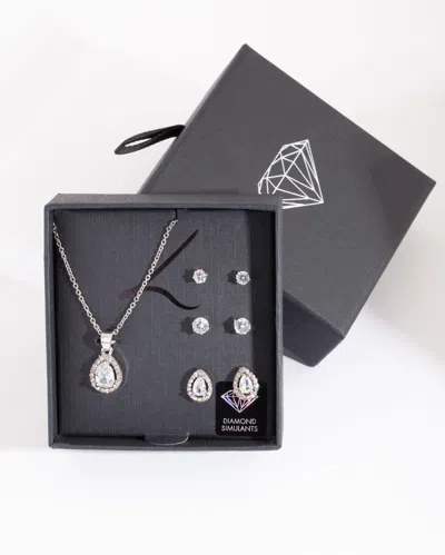 Lovisa Diamond Simulant Pear Drop Earrings Necklace Set In Multi