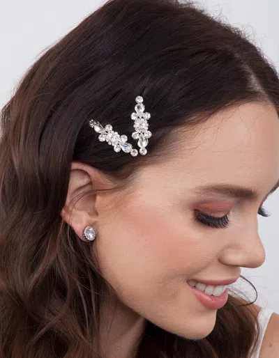 Lovisa Diamond Simulant Rhodium Circle Crystal Stud In Silver